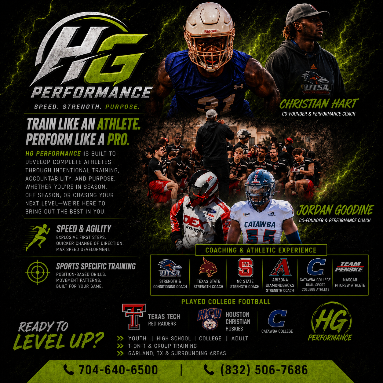 HG Performance athlete and coaching experience poster